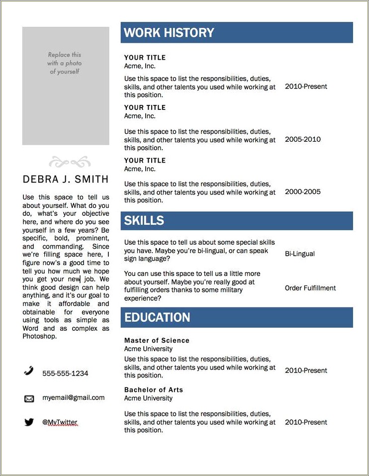 Microsoft Office Templates For Word Resume