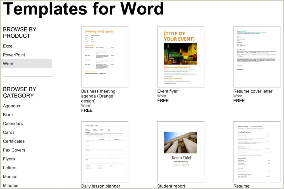 Microsoft Office Word Resume Templates Free