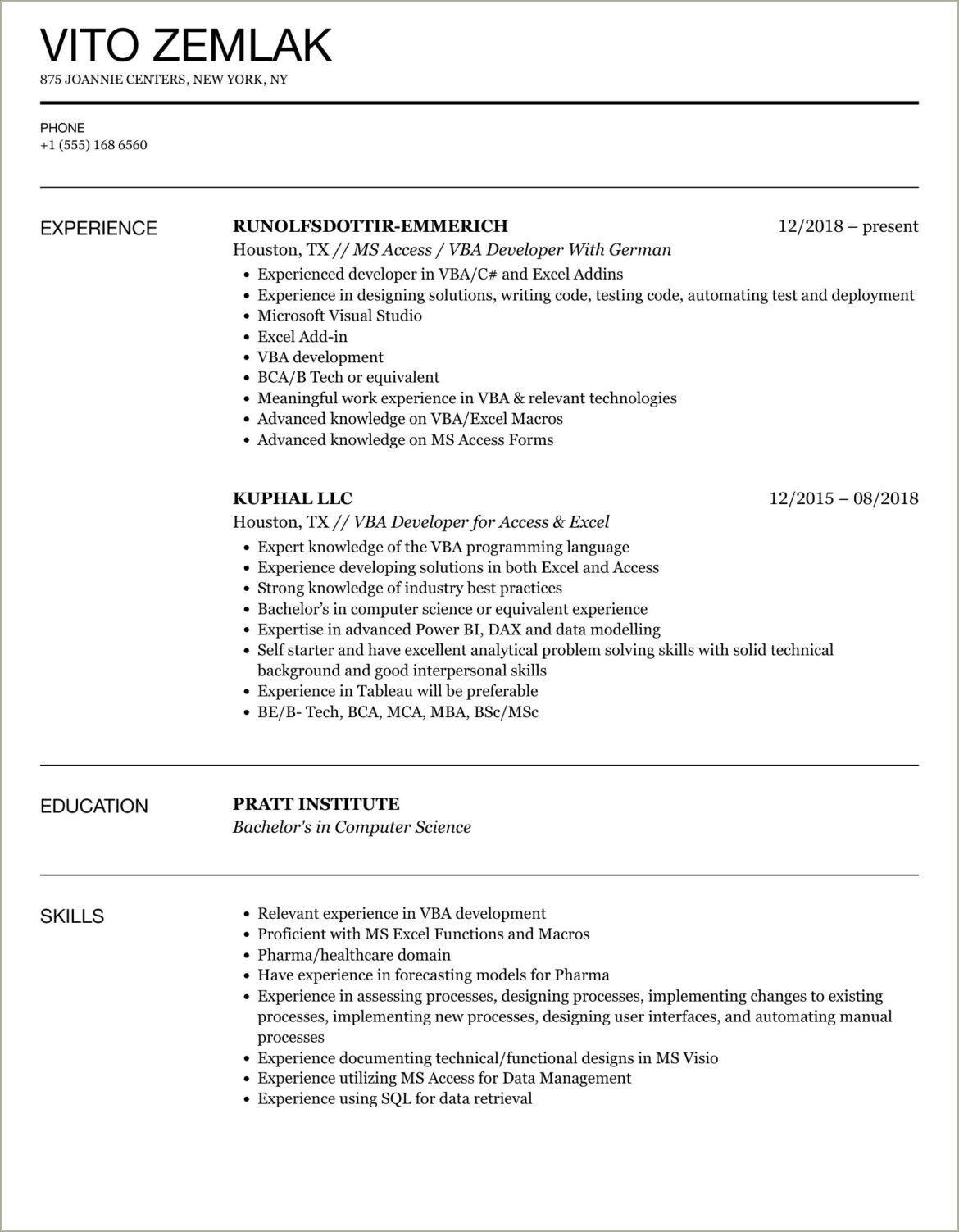 Microsoft Visual Basic Looks Good On Resume