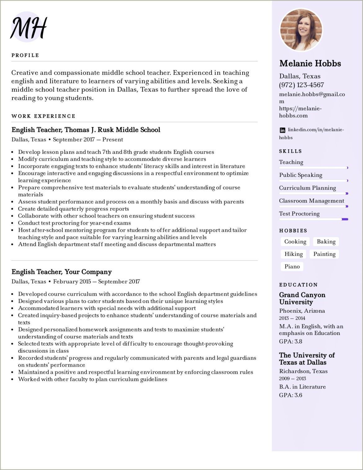 Microsoft Word 2013 Resume Filled Out