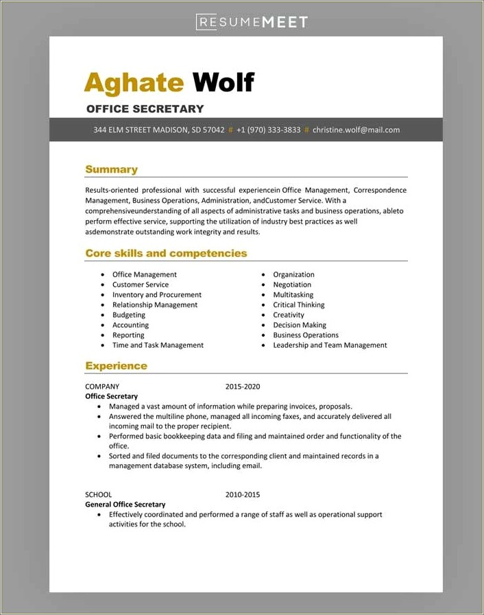 Microsoft Word 2013 Resume Template Filled Out