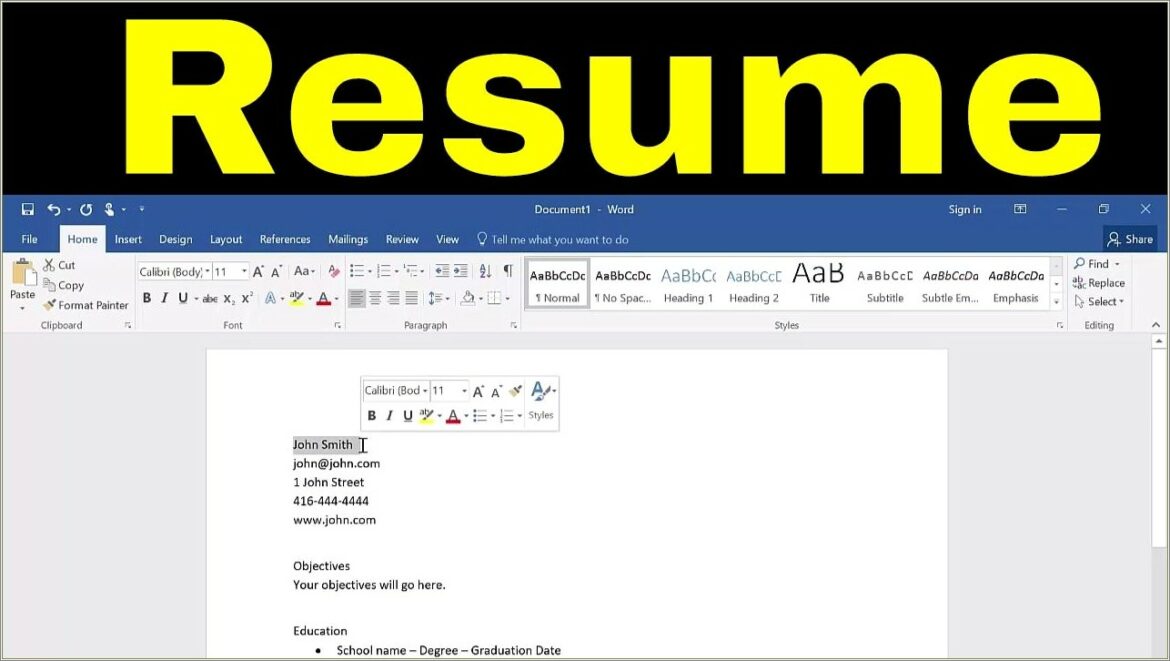 Microsoft Word Add Month Year Resume