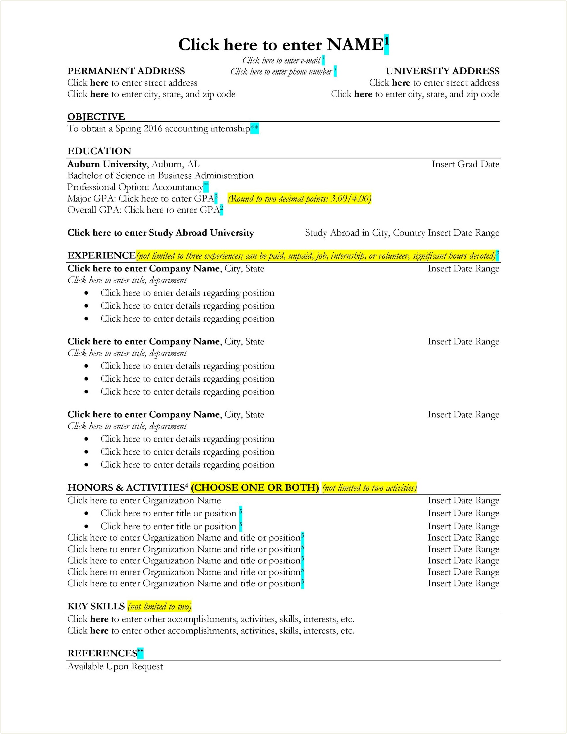 Microsoft Word Resume Set Current Address Permanent