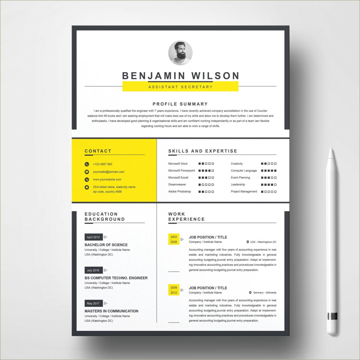 Minimalist Resume Template Free Download Psd