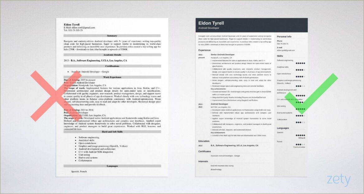 Mobile Development Engineering Resume Examples