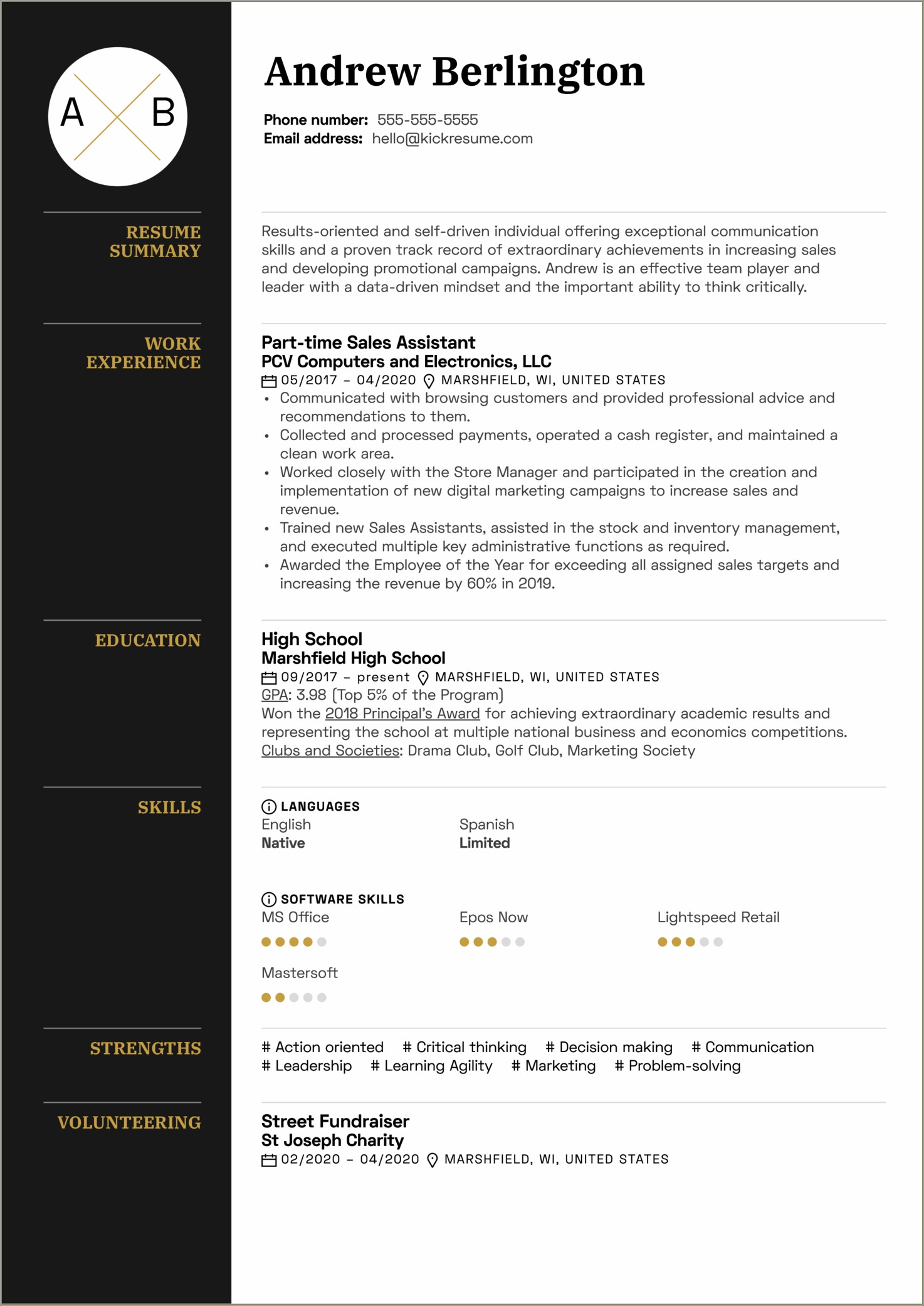 Model Of Resume In English Free