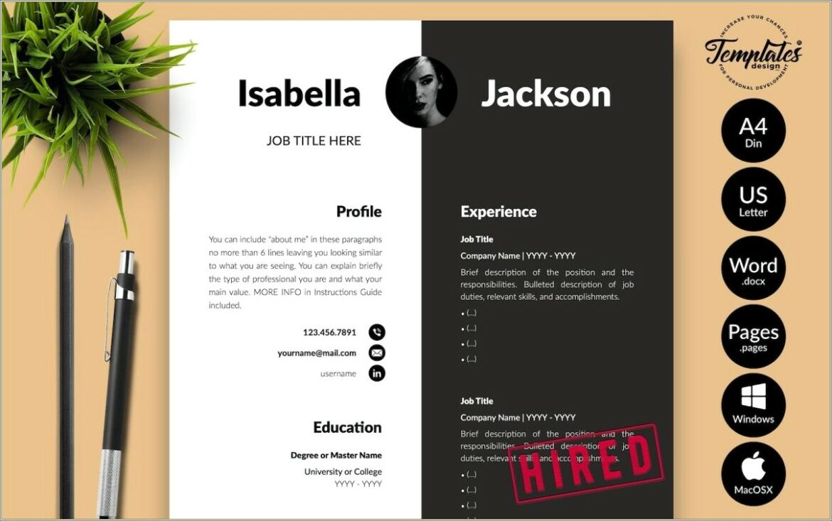 Modern Resume Cover Letter Odt Template