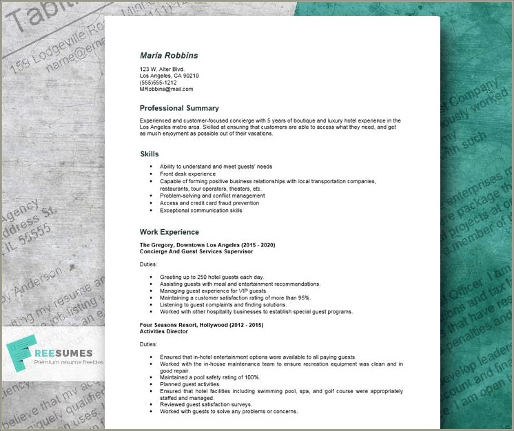 Modern Resume Example Resort Couple Entry Level