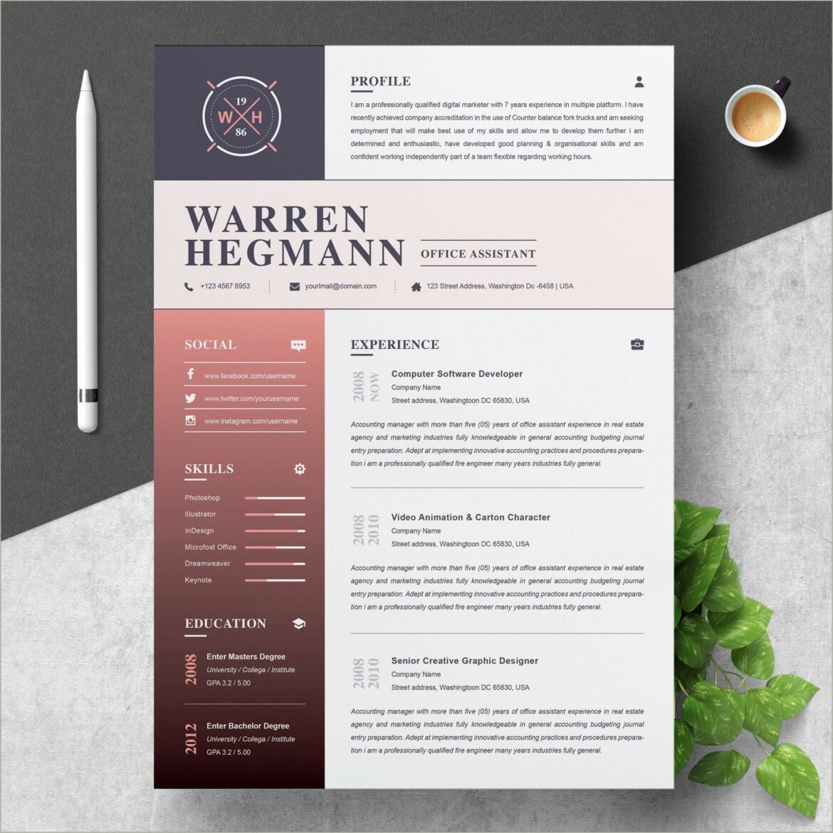 Modern Style Resume Template Free Ms Word Templatre