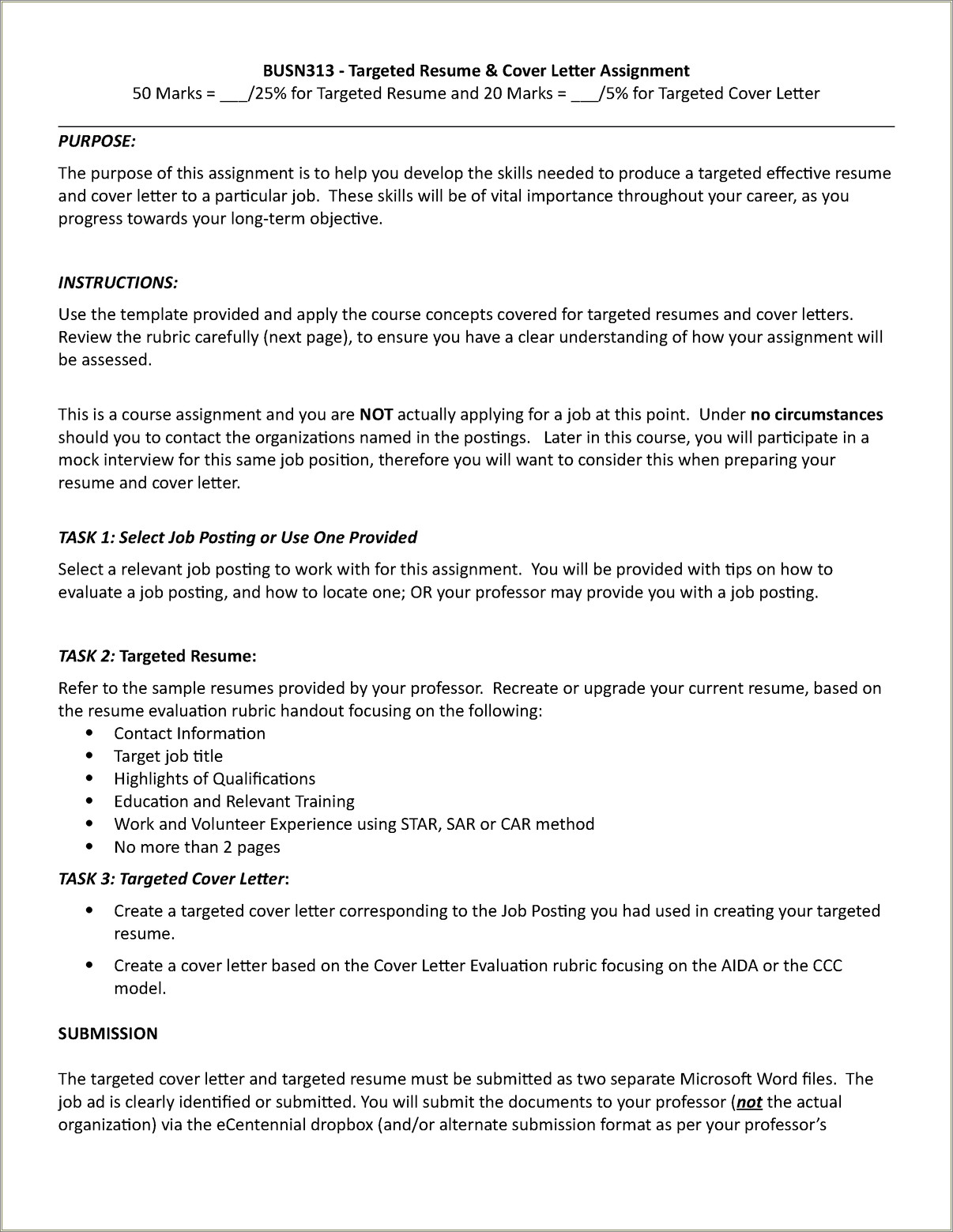Module 2 Assignment Resume And Cover Letter