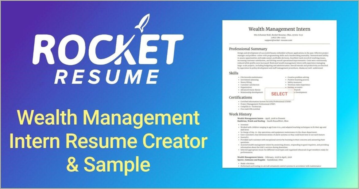 Morgan Stanley Wealth Management Intern Resume