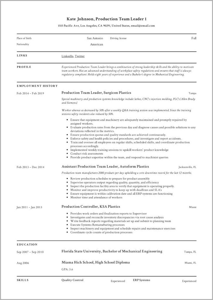 Most Desired Skills On Resume Manufacturing