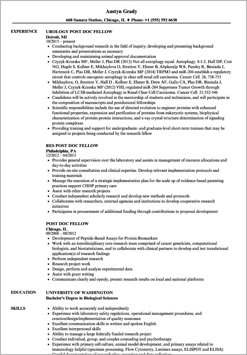 Mostimportant Points In Resume For Postdoctoral Research Job