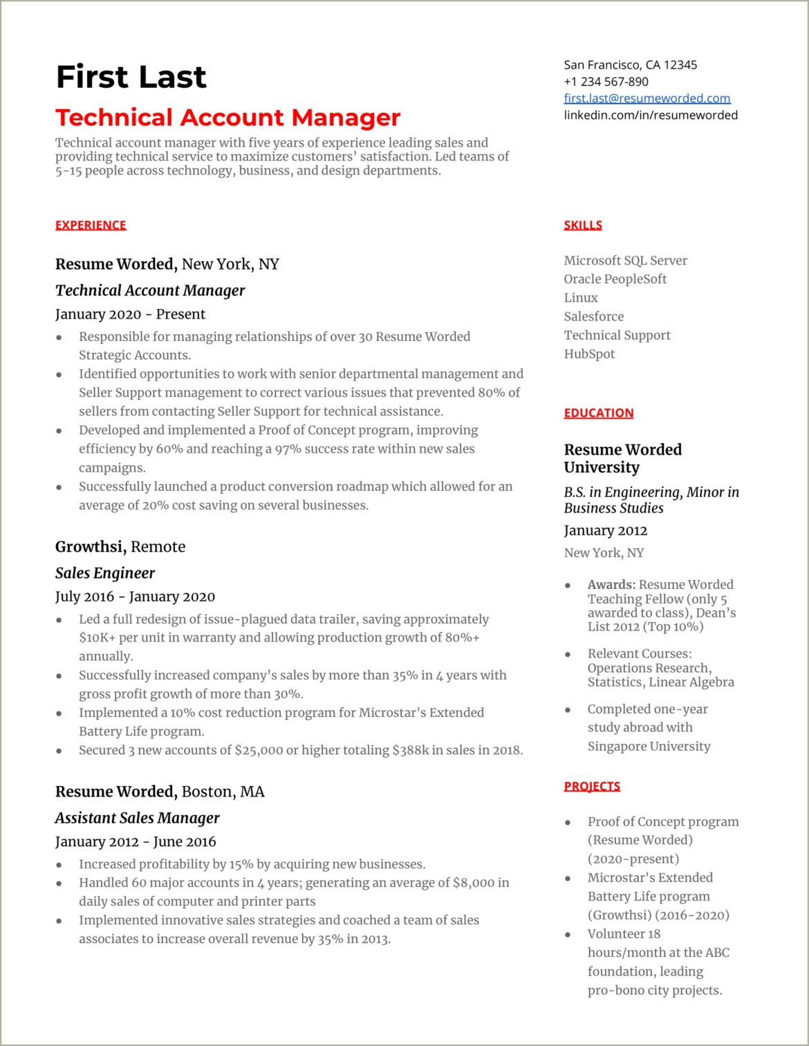 Moving From Technical To Management Resume