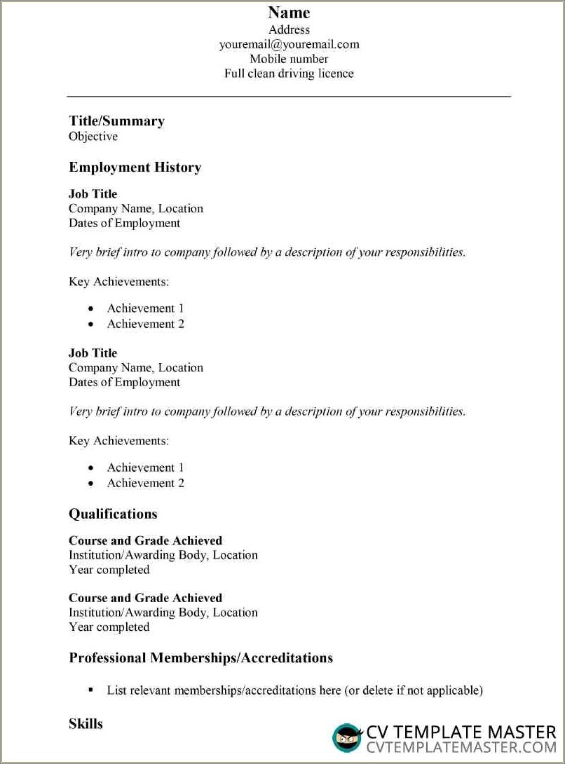 Ms Word Page Cusstomising For Resume