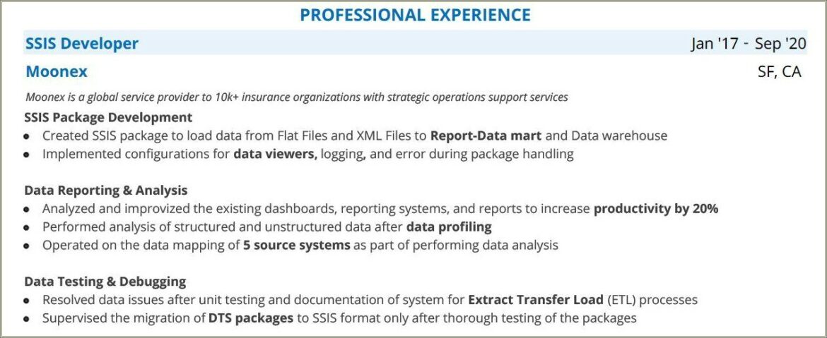 Msbi Resume For 5 Years Experience