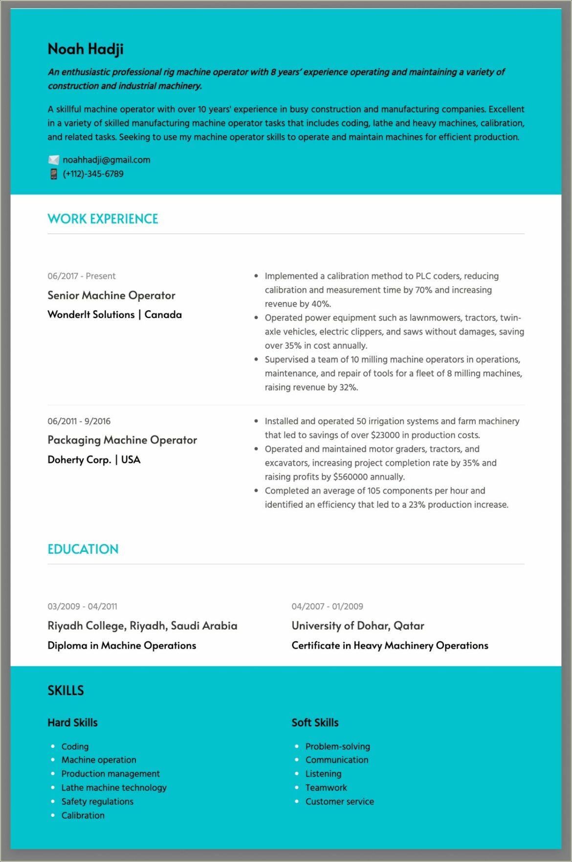 Multi Skilled Operator Job Description For Resume