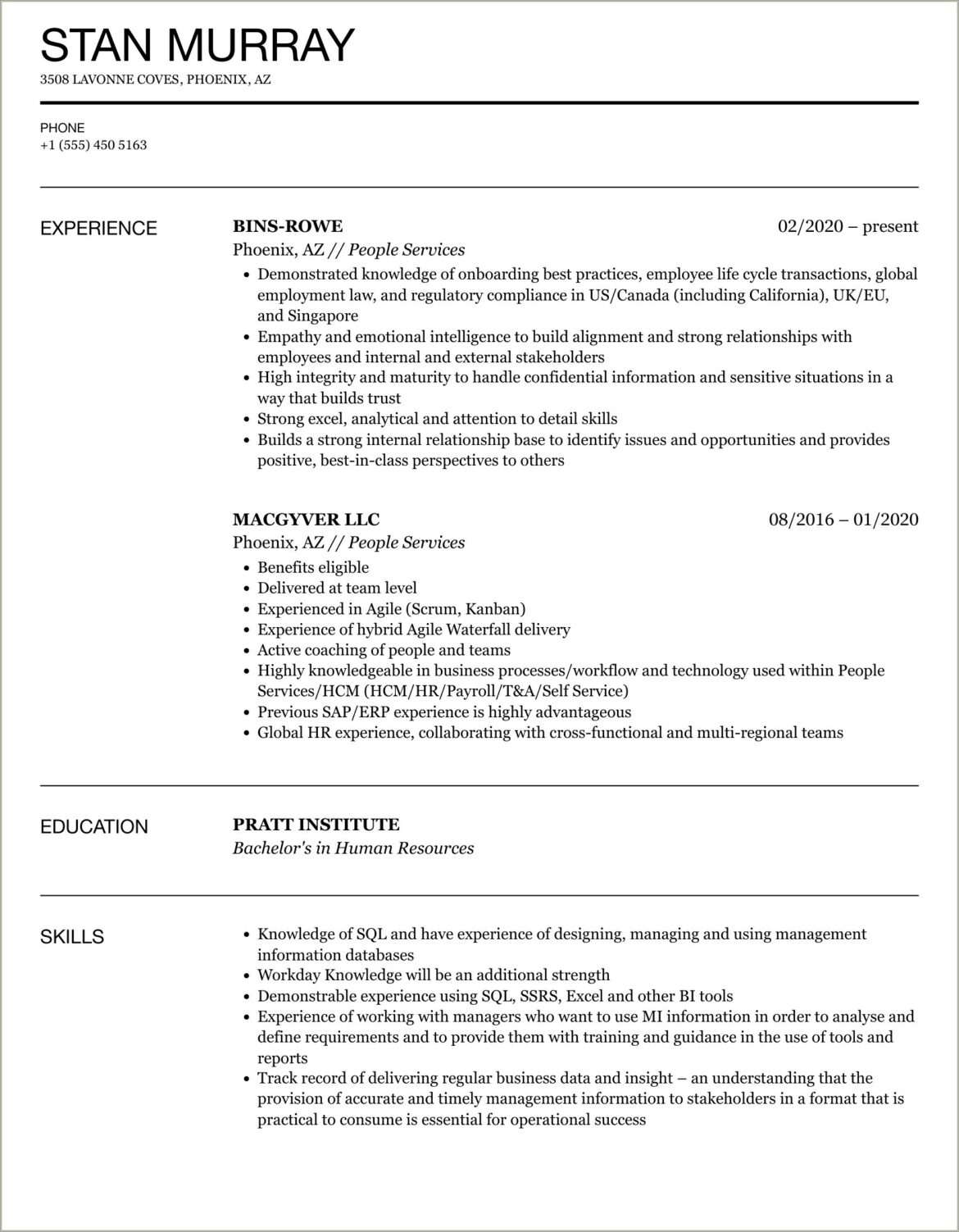 Multi Skilled Person General Resume Examples