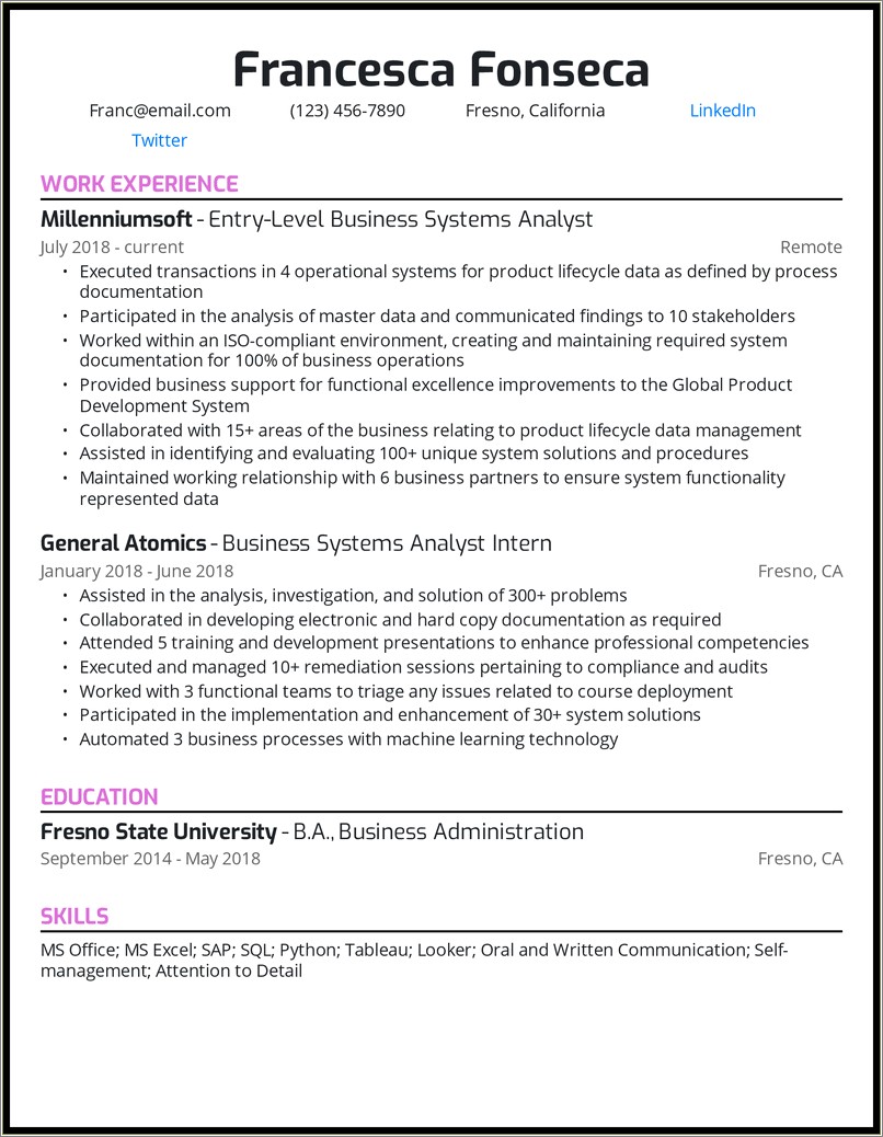 Multiple Career Resume Examples Business Analyst