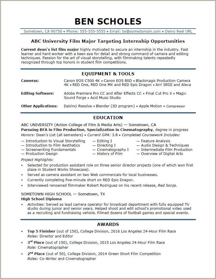 Musical Experience Resume For High School Students