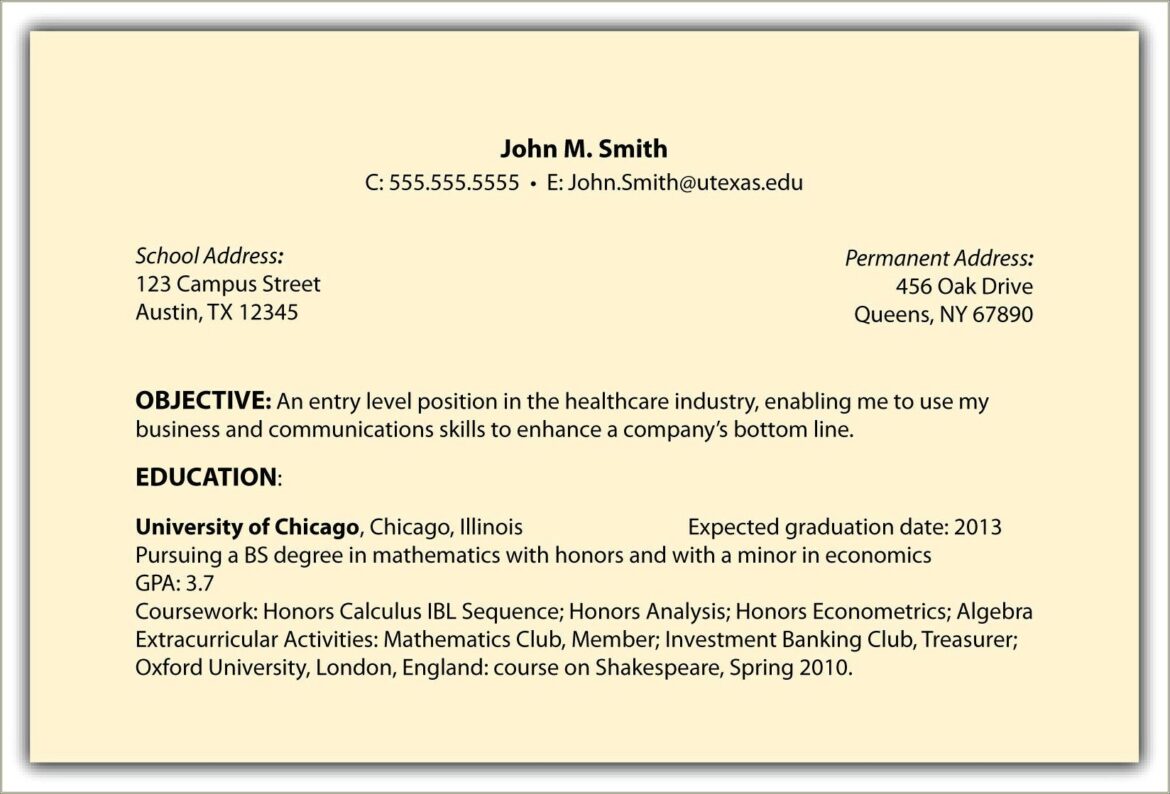 My Objective On A Resume Examples