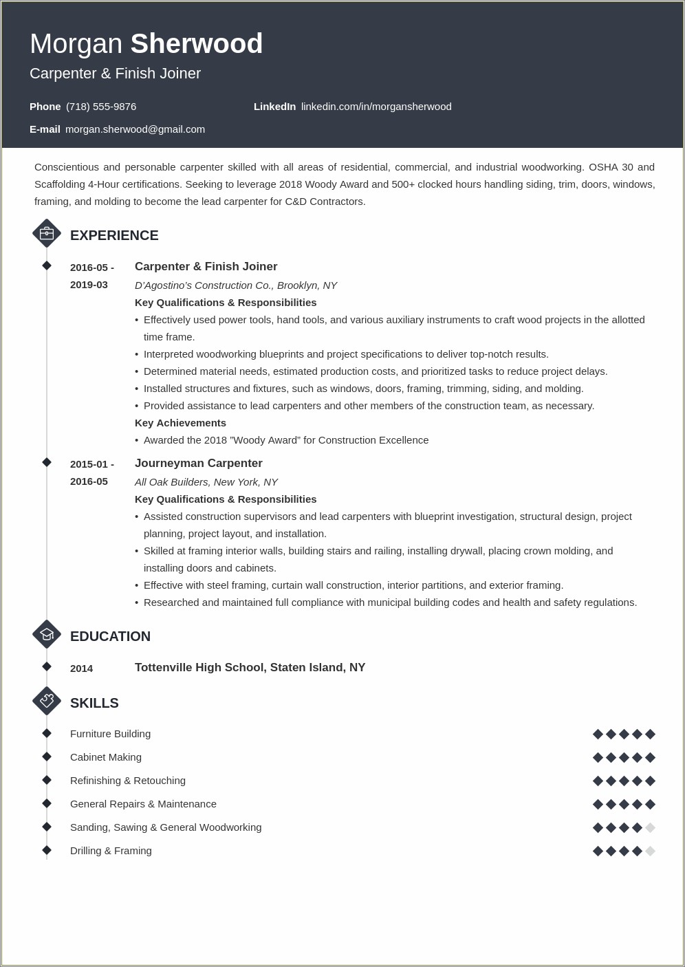 Navy Carpenter Job Description For Resume