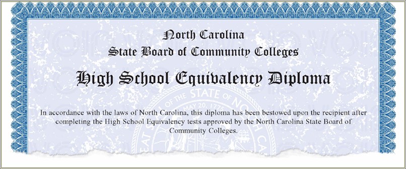 Nc High School Equivalency Diploma On Resume