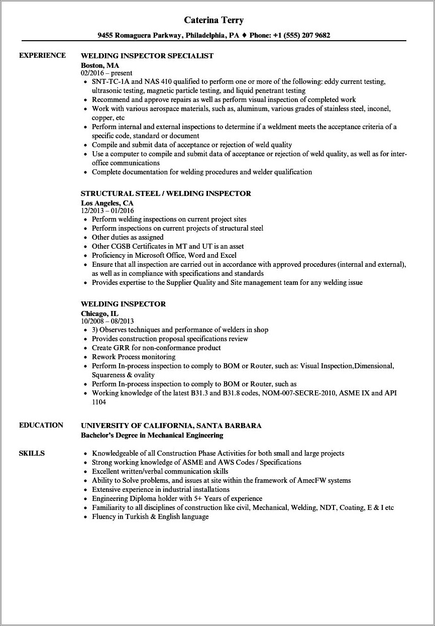 Ndt Level 2 Fresher Sample Resume