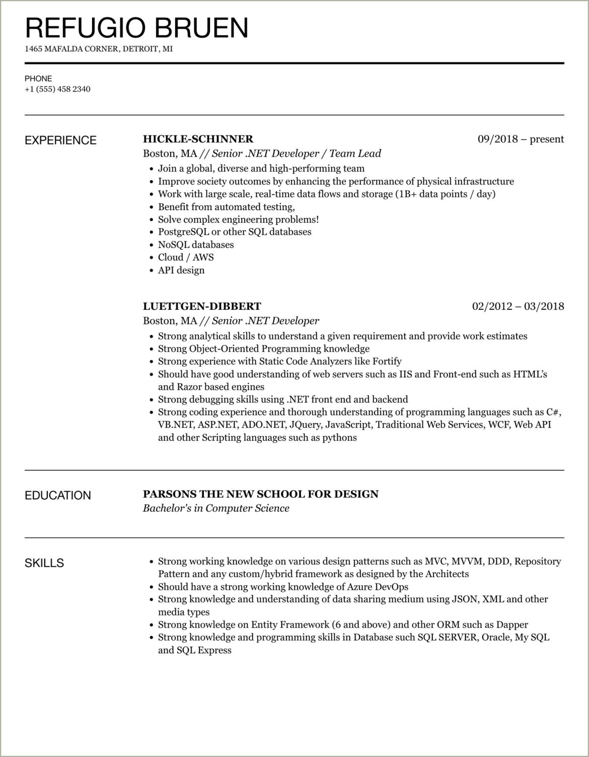 Net Developer Resume For 2 Year Experience