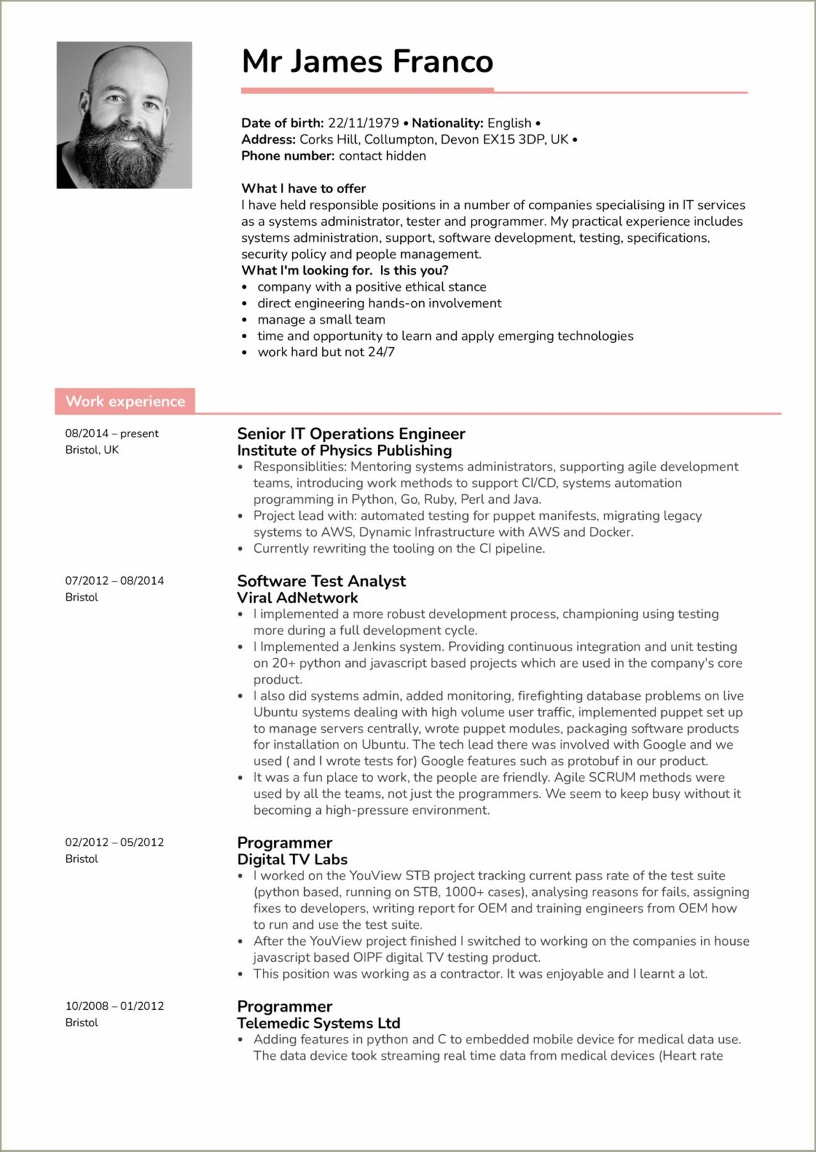 Net Developer With Perl Scripting Sample Resume