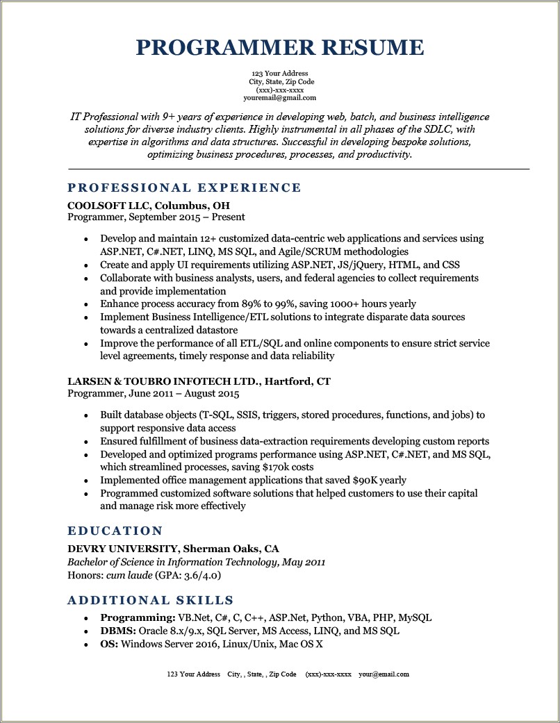 Net Resume For 6 Years Experience