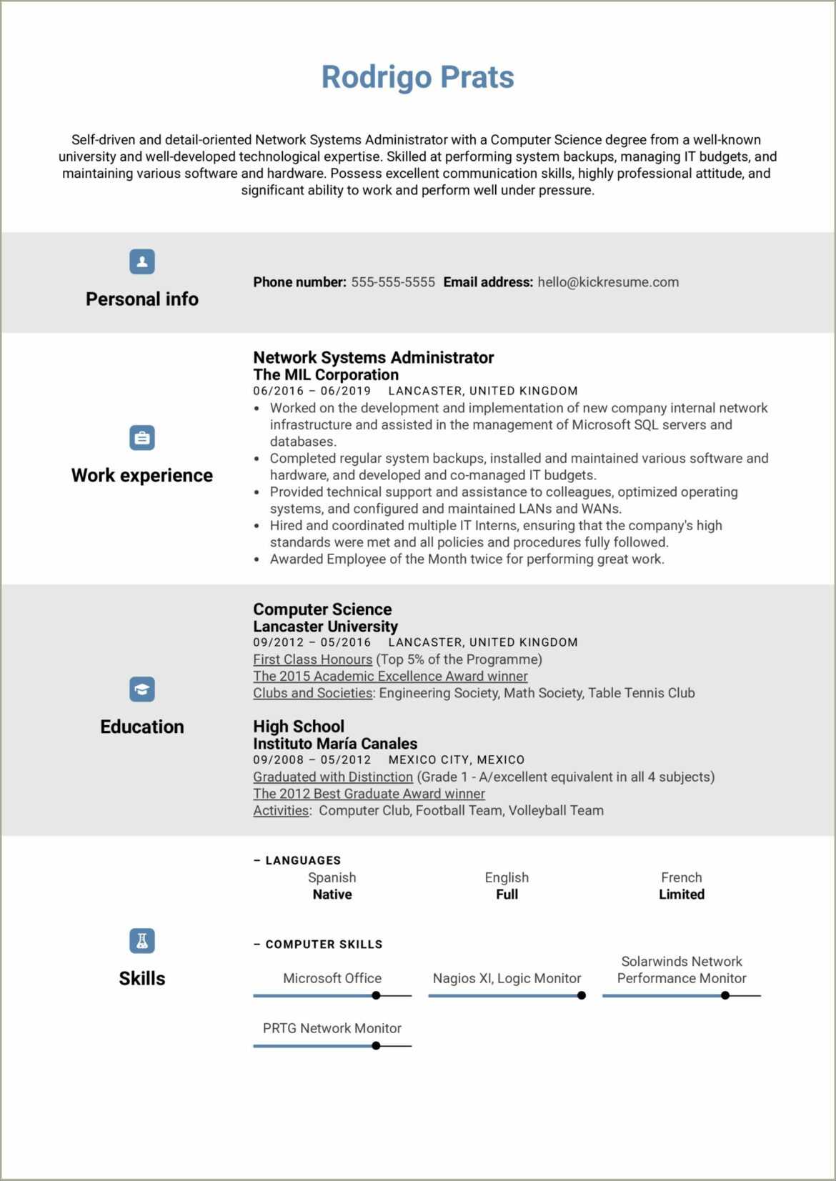 Network Admin Resume For 5 Year Experience