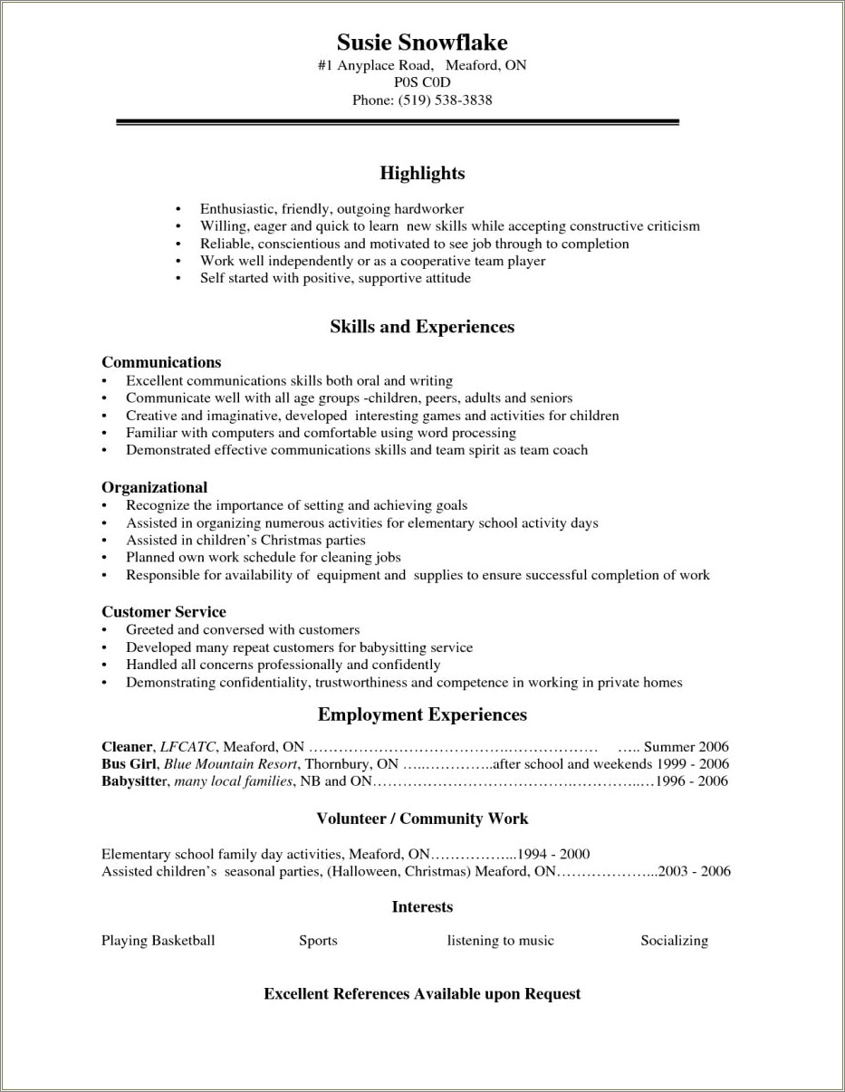 Never Had A Job Resume Examples