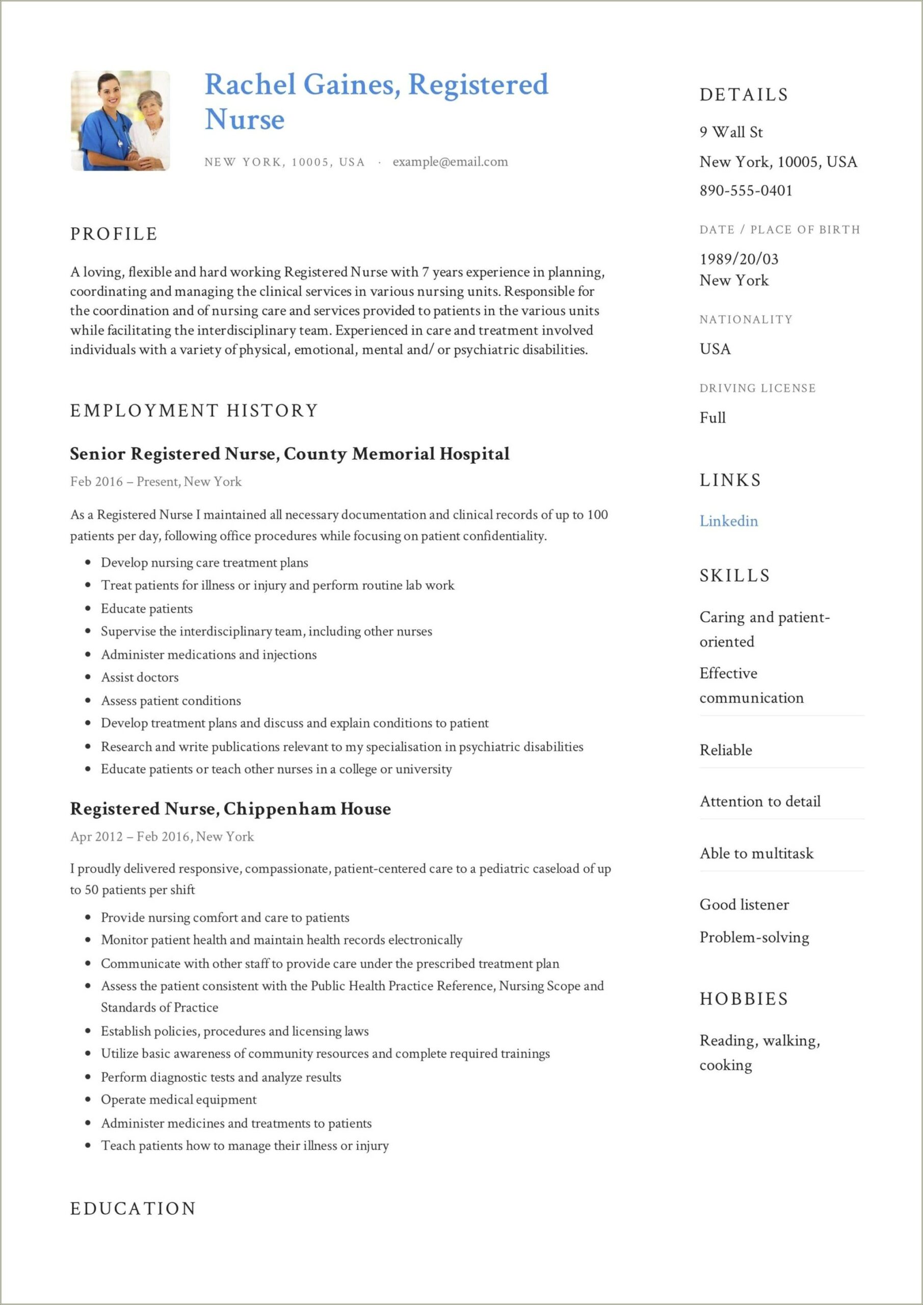 New Grad Rn Resume With Clinical Experience