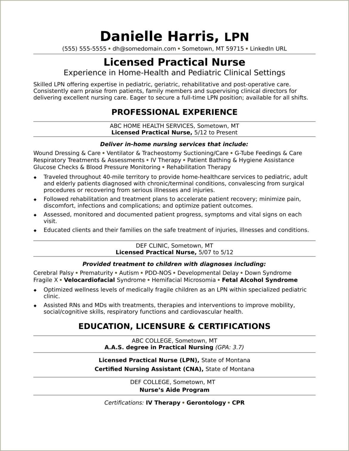 New Grad Rn With Lpn Experience Resume