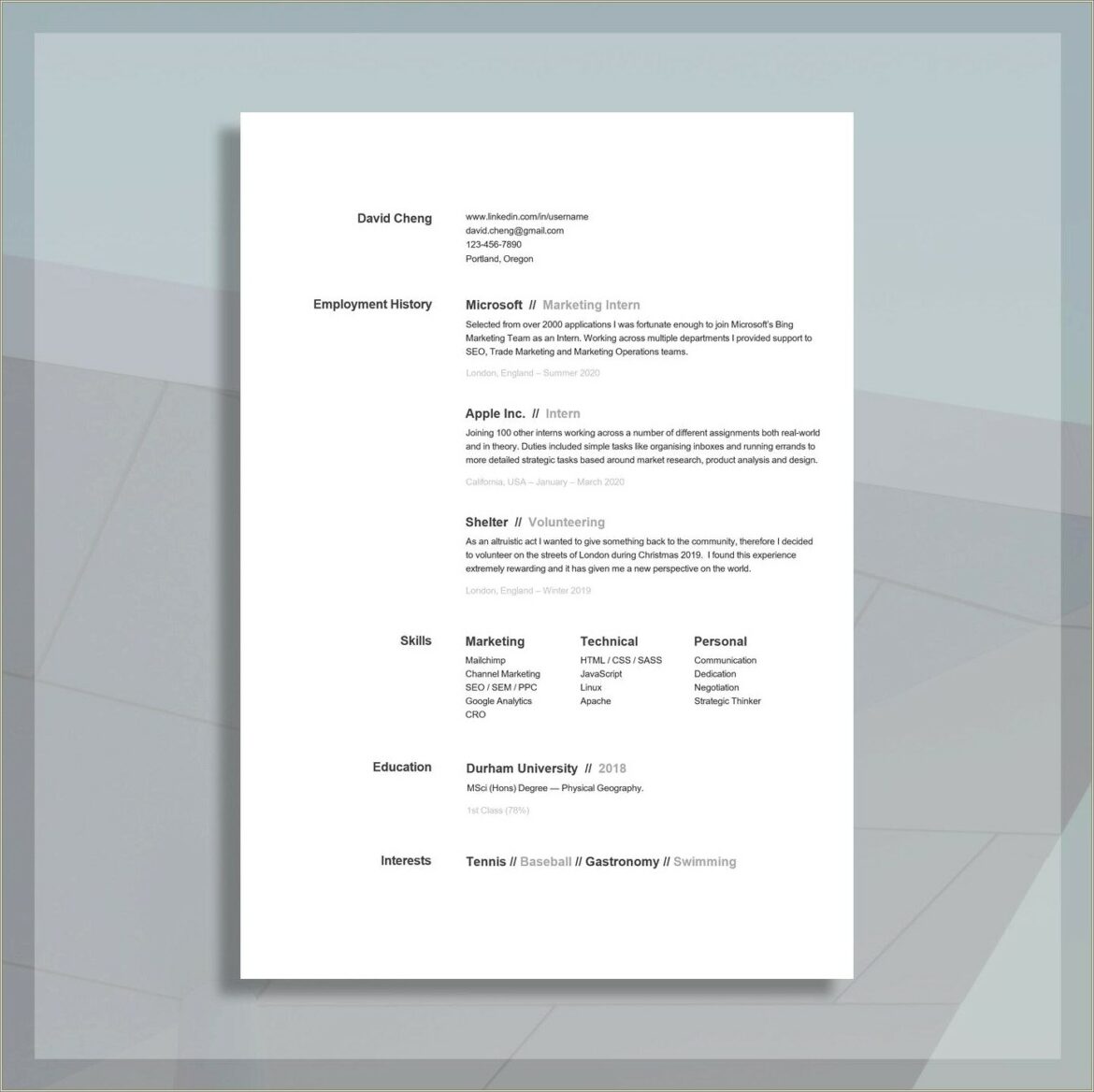 No Experience Resume Template First Time Job Seakers