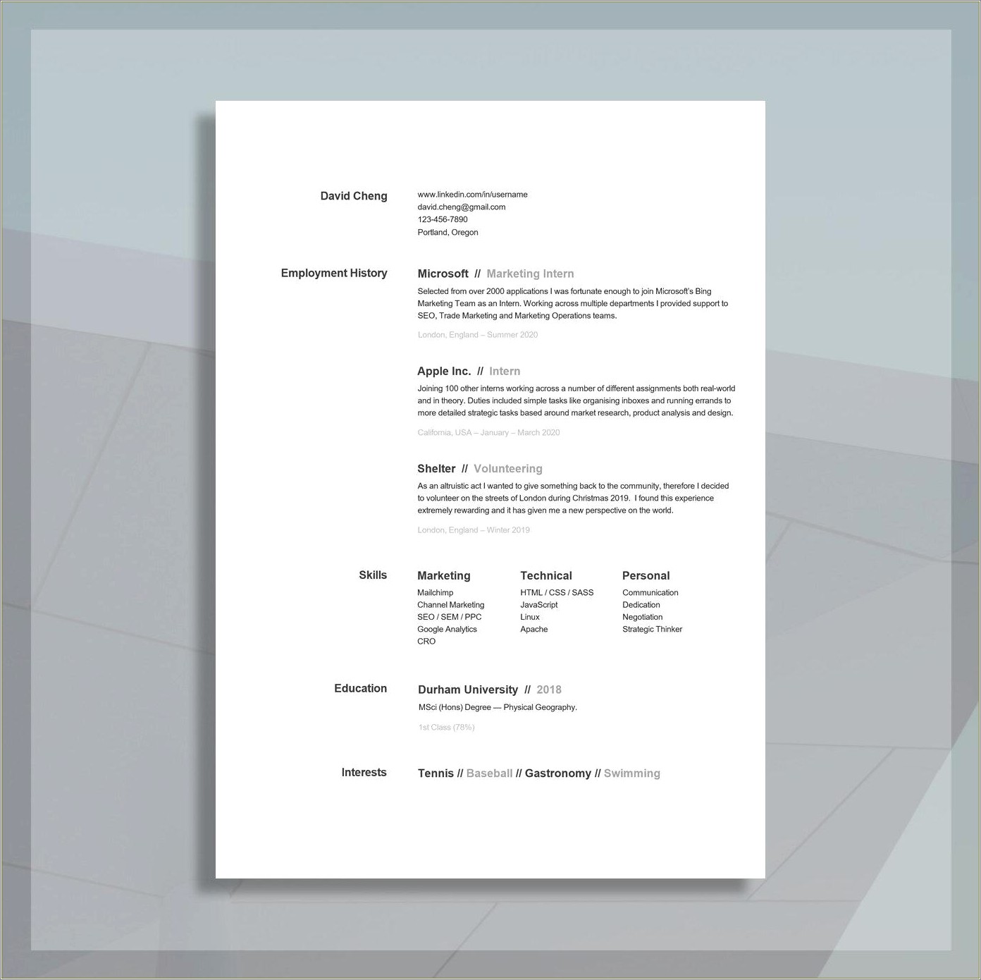 No Experience Resume Template First Time Job Seakers