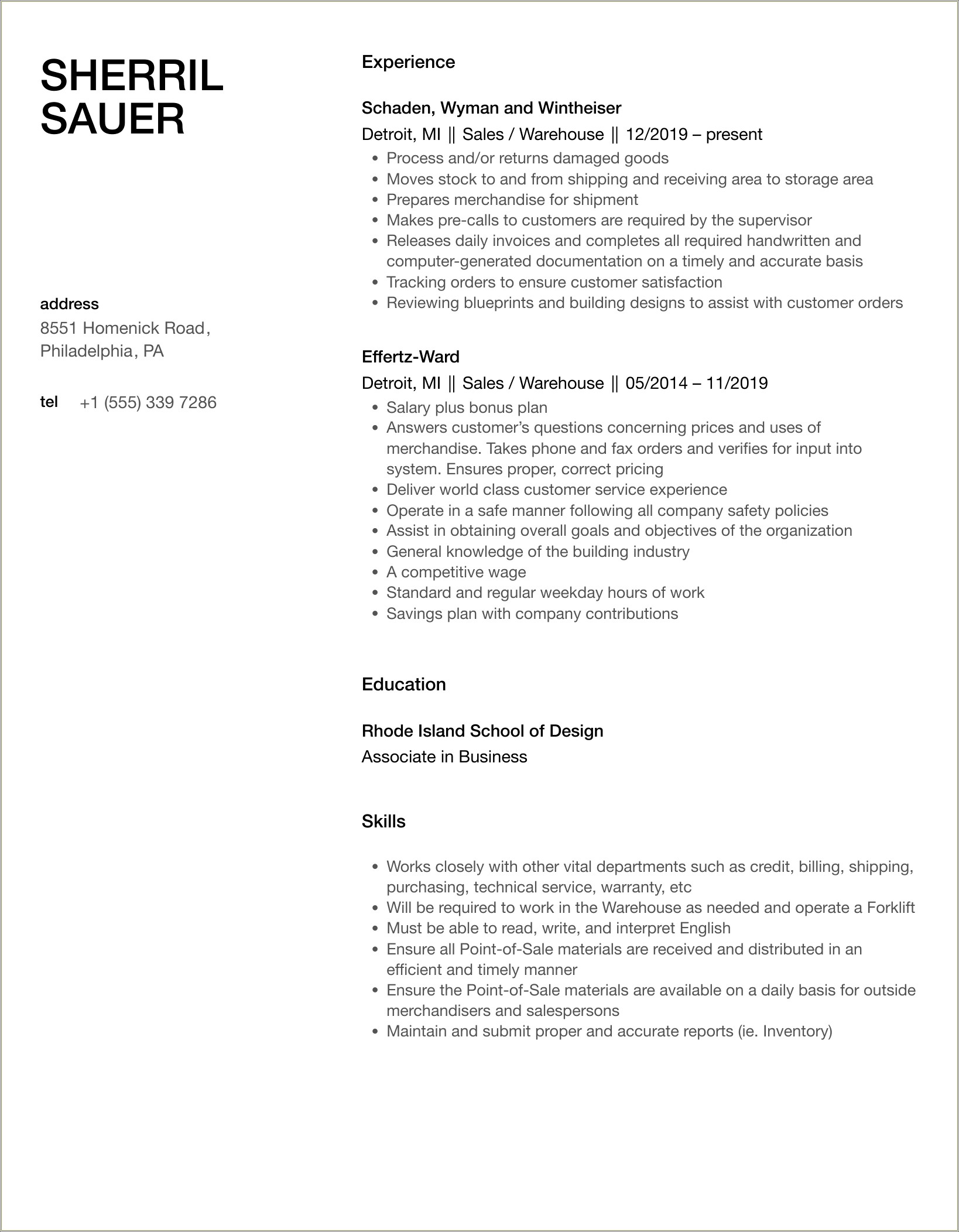 North Country Malt Warehouse Job Description For Resume