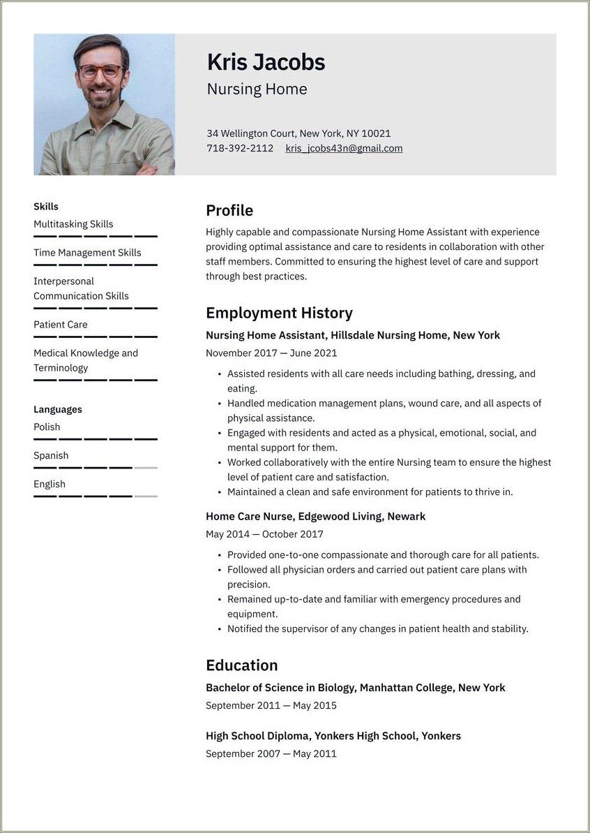 Nursing Home Housekeeping Job Description Resume