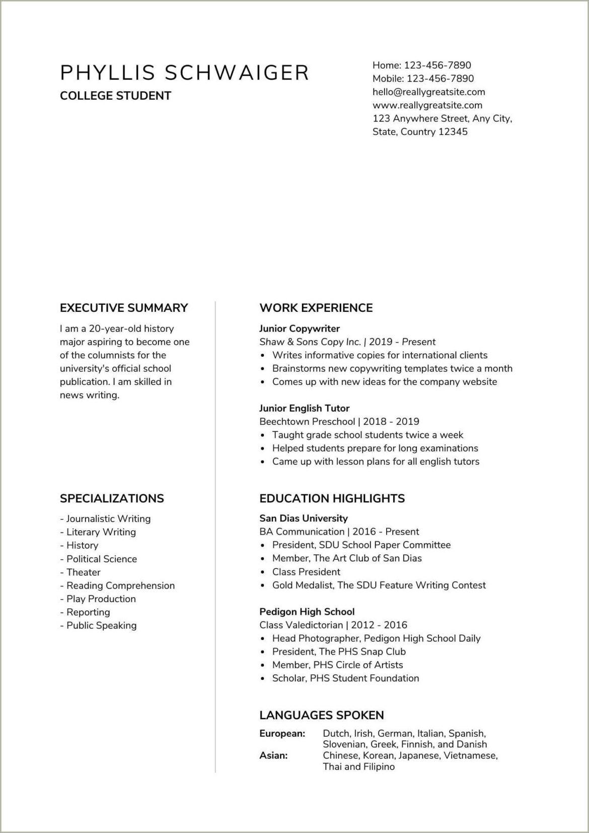 Objective For A Beginner It Resume