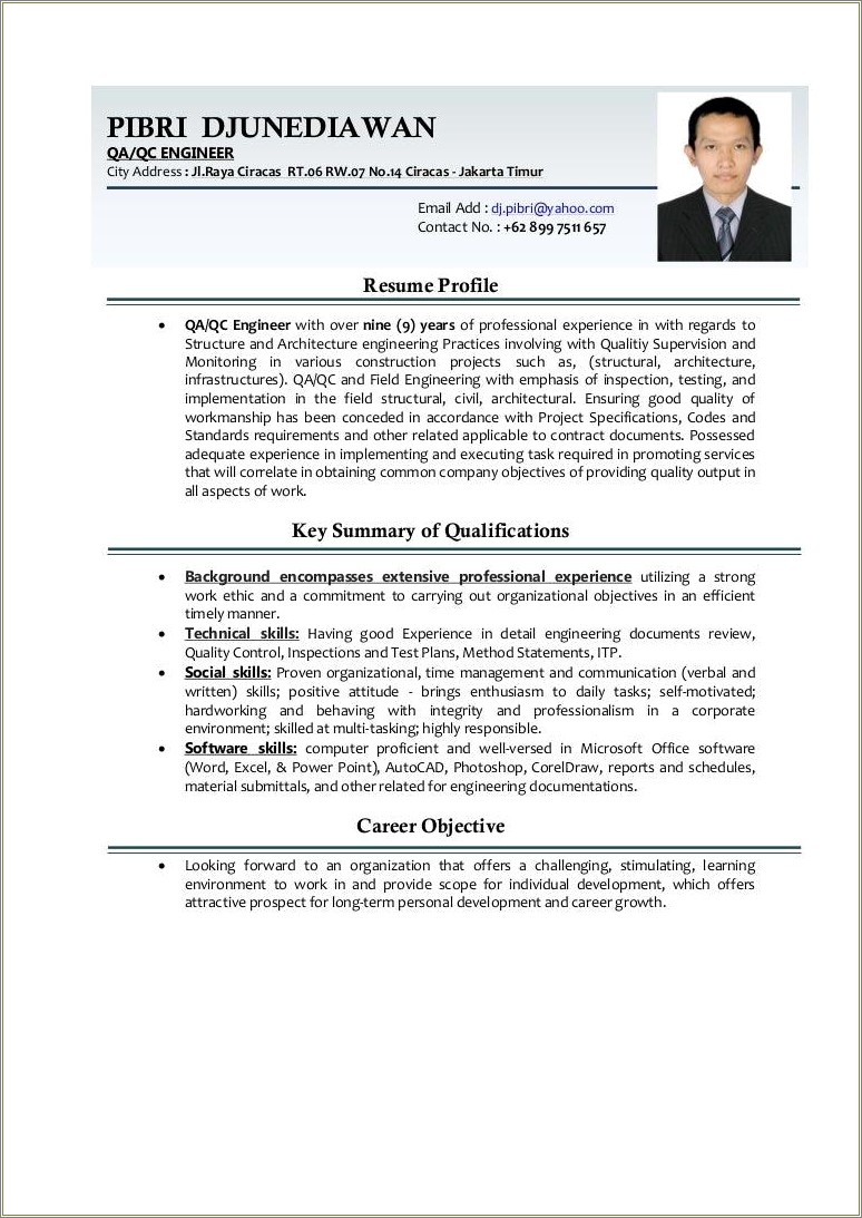 Objective For A Engineer Resume