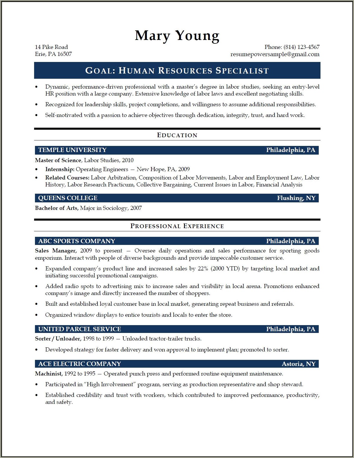 Objective For A Human Resources Resume