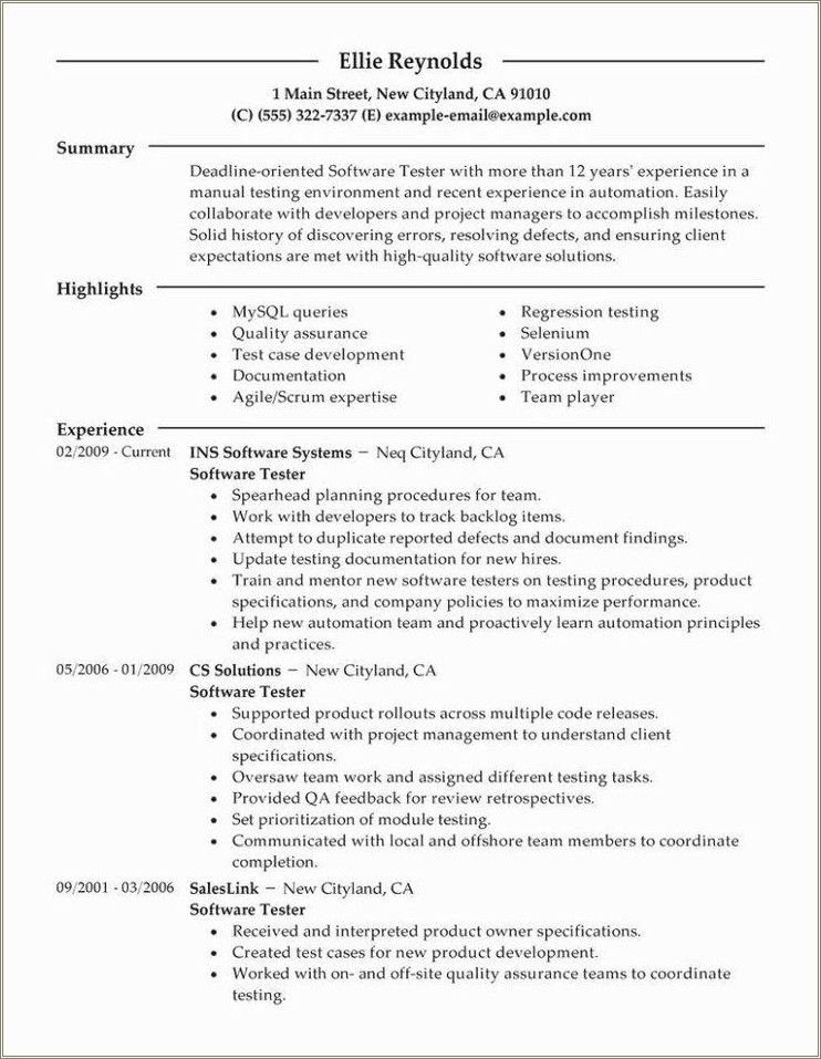 Objective For A Qa Tester Resume