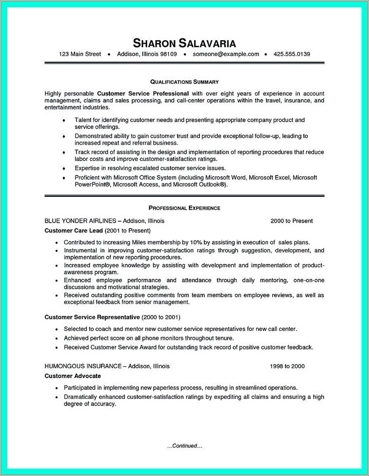 Objective For A Resume For Customer Advocate Position