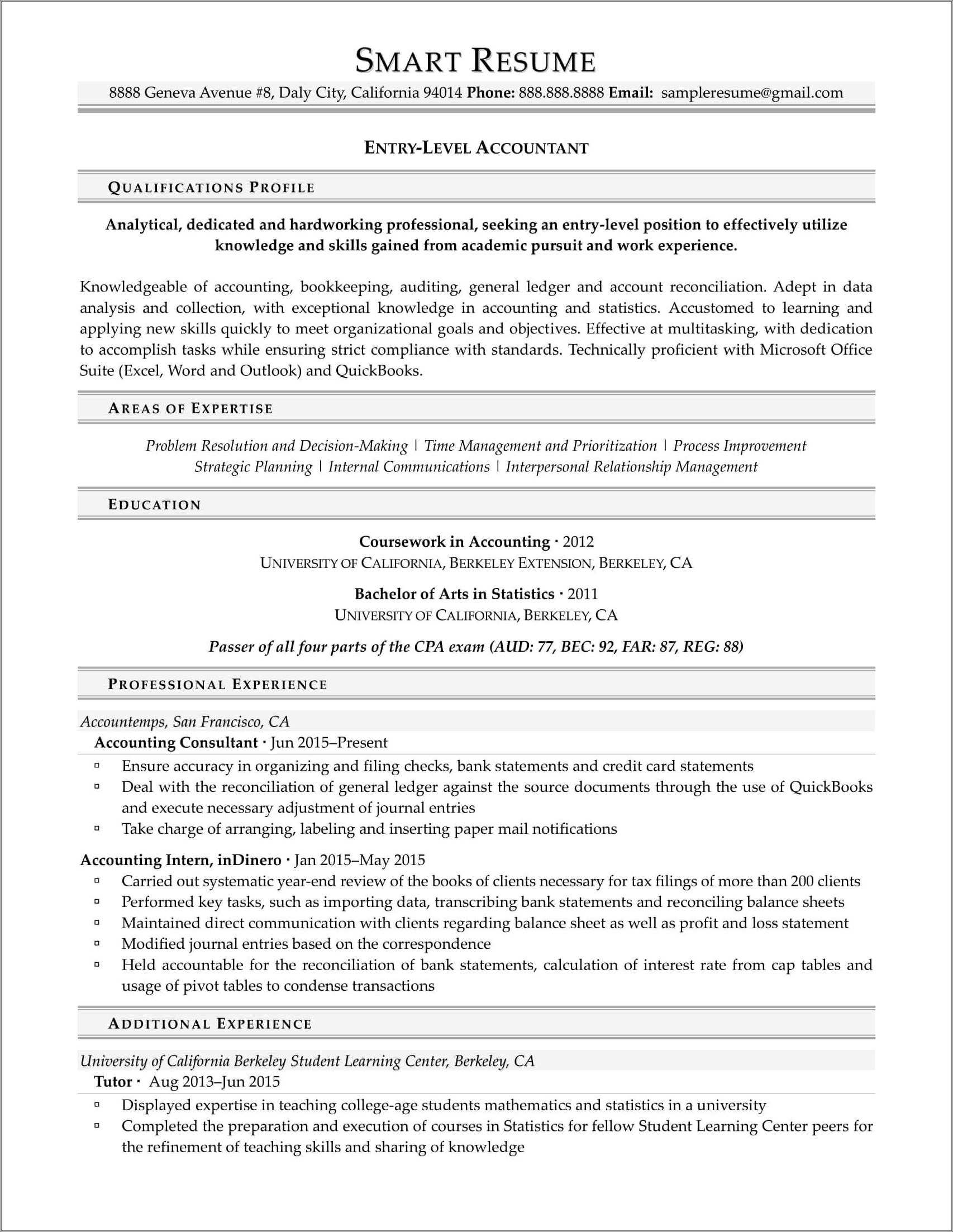 Objective For Accounting Resume Entry Level
