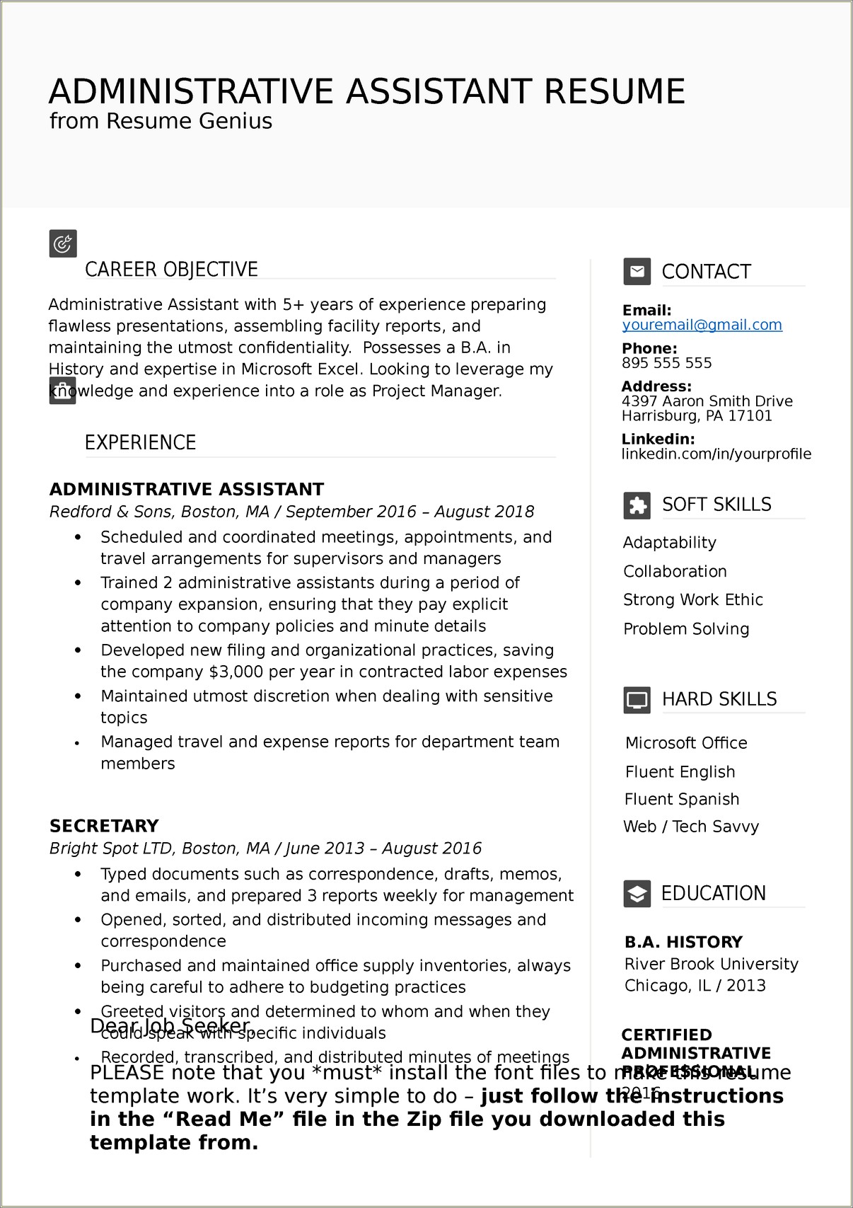 Objective For Administrative Assistant On Resume