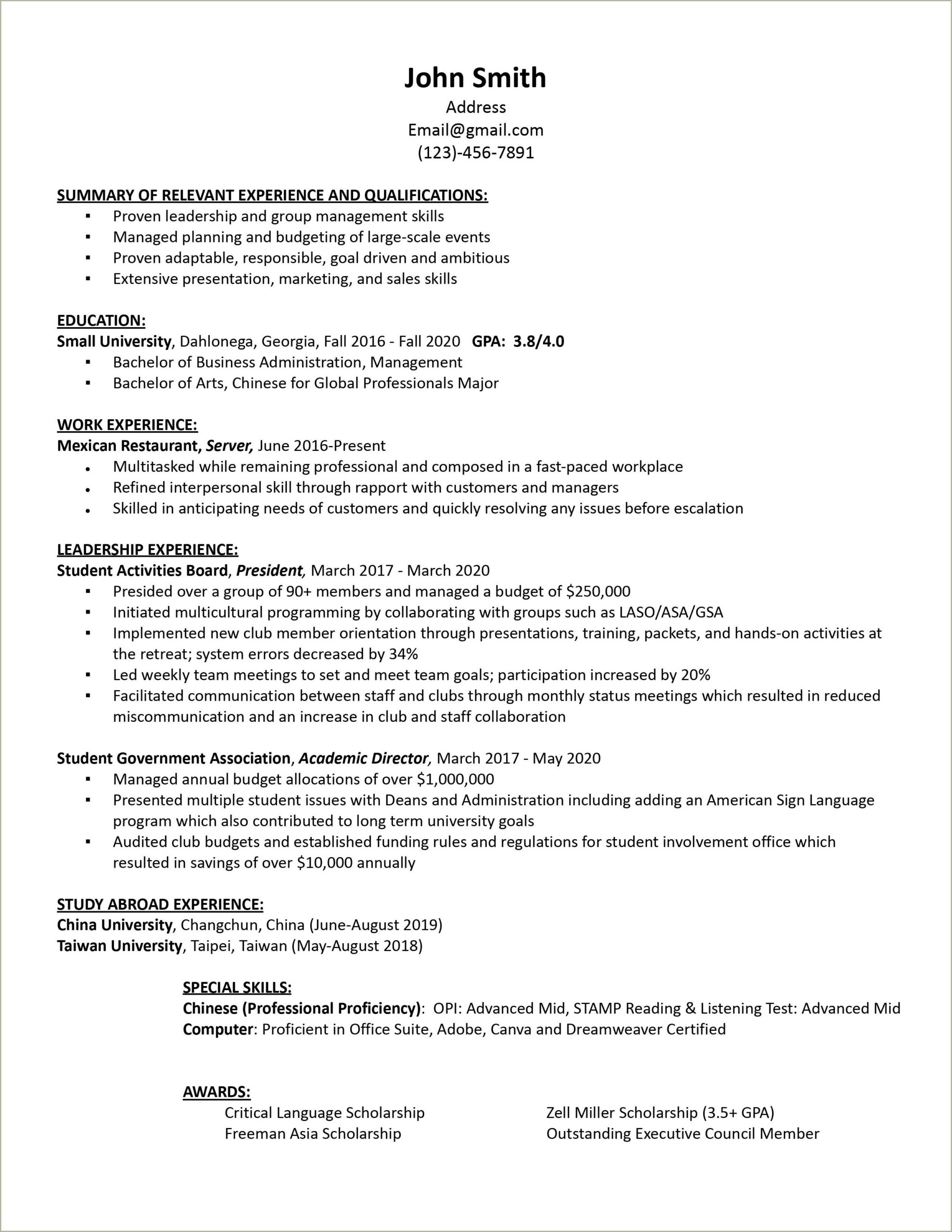 Objective For Entry Level Jobs Resume