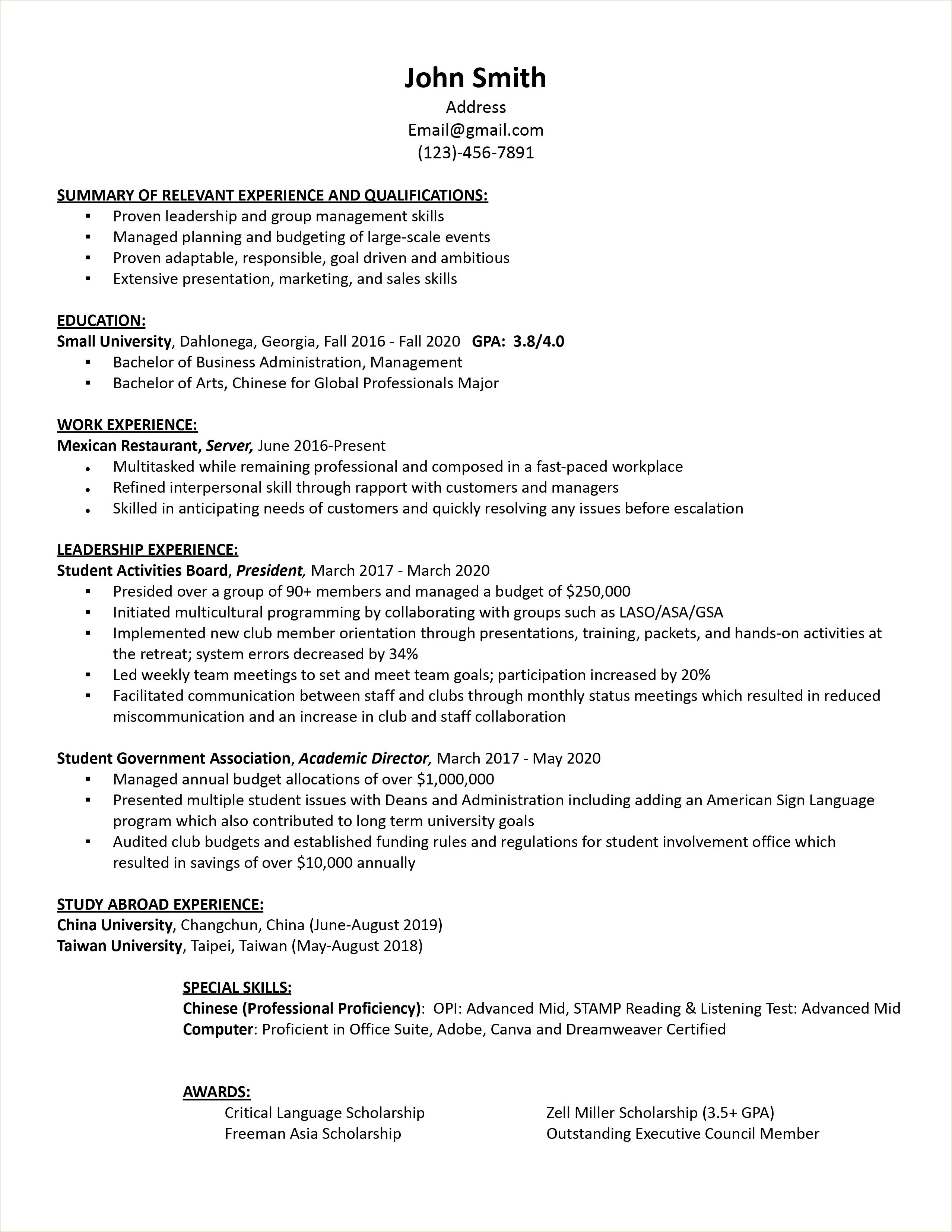 Objective For Entry Level Jobs Resume