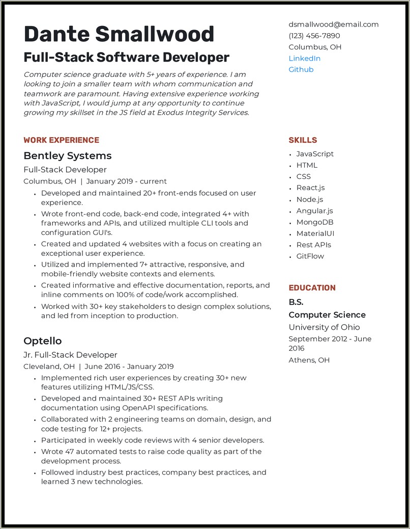 Objective For Full Stack Developer Resume