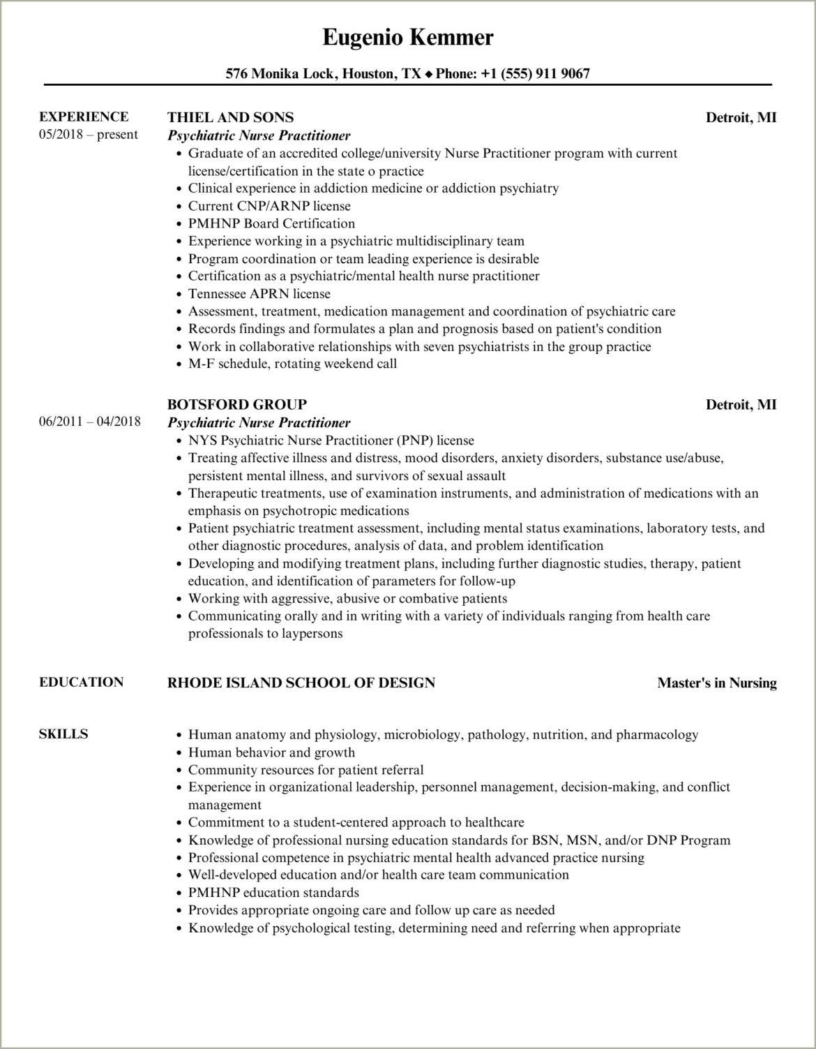 Objective For New Grad Np Resume